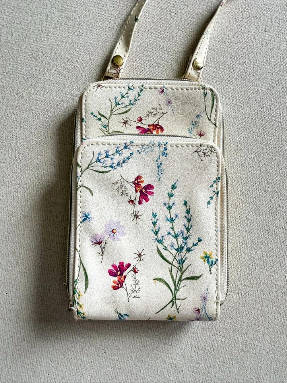 Boutique Mini Floral Crossbody Bag Cream and Pink